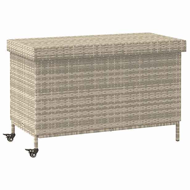vidaXL Zahradní úložný box s kolečky světle šedý 110x55x73cm polyratan