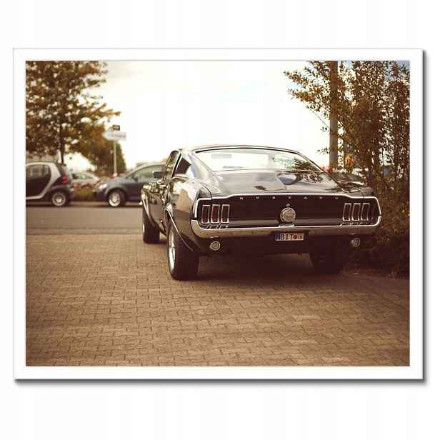 Plakáty v rámu 50x40 Ford Mustang černo-bílé