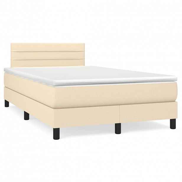 vidaXL Box spring postel s matrací krémová 120x200 cm textil