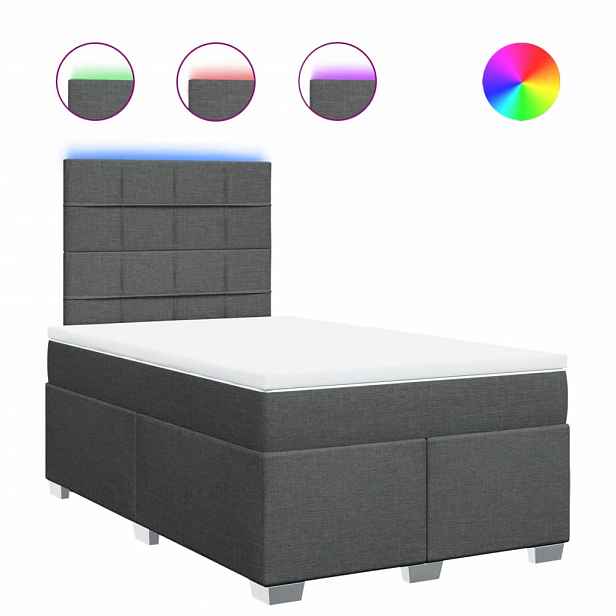 vidaXL Box spring postel s matrací tmavě šedá 120x190 cm textil