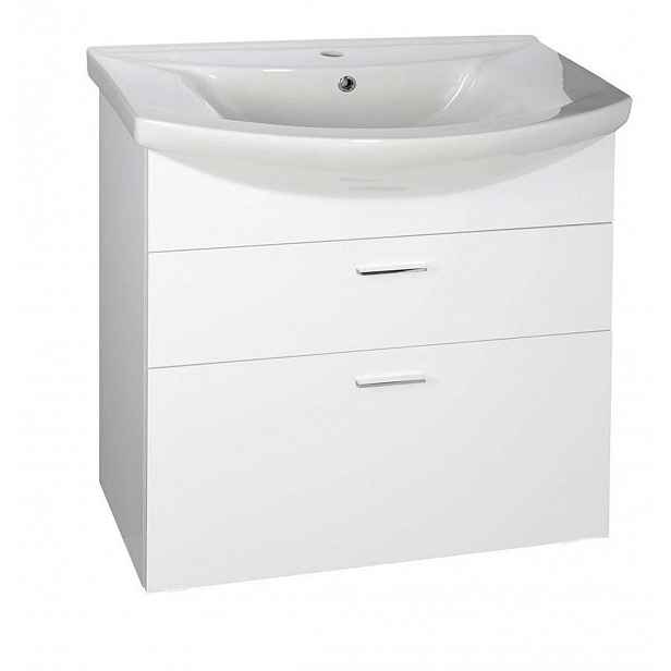 Aqualine Zoja - Umyvadlová skříňka 72x74x34 cm, 2x zásuvka, bílá 51071A