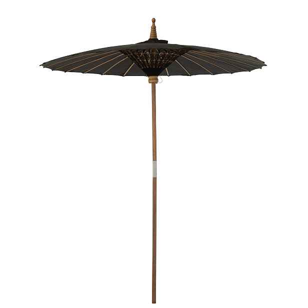 Černý slunečník s dřevěnou tyčí Lorie Wood - ∅ 200*260 cm J-Line by Jolipa
