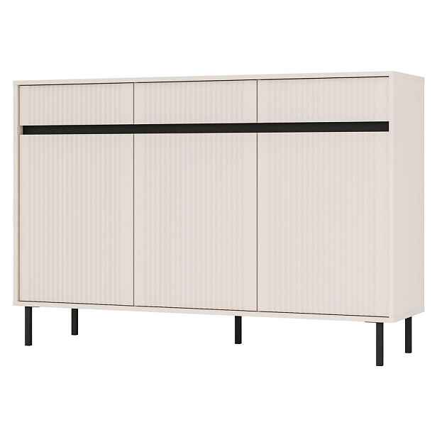 MASSENO KOMODA OSTIA, 149/100/40 cm se 3 zásuvkami a 3 dvířky, béžová