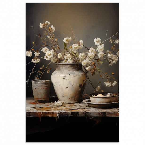 MuchoWow PLAKÁT Zátiší - Květiny - Kytice - Váza - Víno 20x30 cm