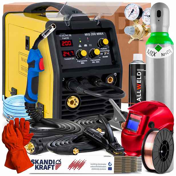 Svářečka Magnum Mig 208 Mma 230V 200A Tig Lift Flux Pro Hliníkovou Ocel Igbt