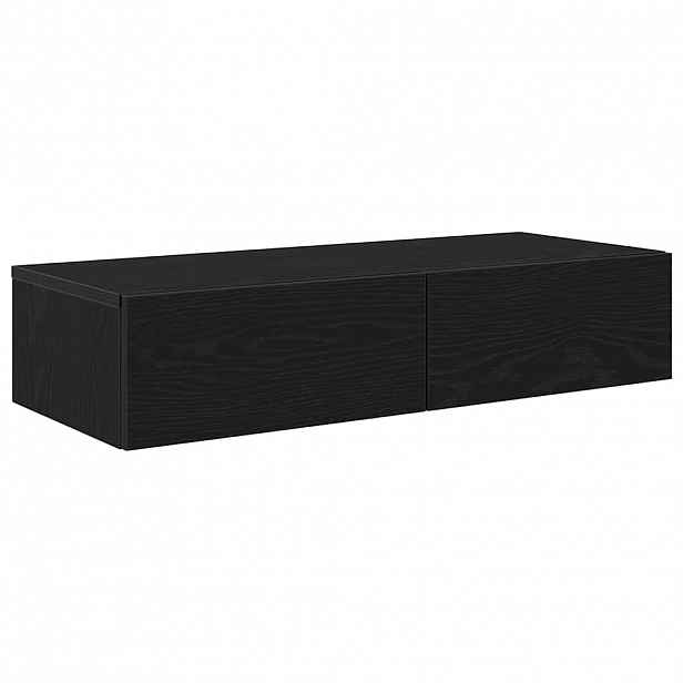 vidaXL Nástěnná police se zásuvkami černá 80x33x17 cm kompozitní dřevo