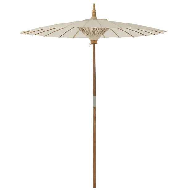 Béžový slunečník s dřevěnou tyčí Lorie Wood - ∅ 200*260 cm J-Line by Jolipa