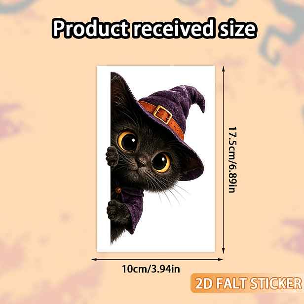 TEMU Halloweenské samolepky na okna, samolepicí dekorace na okna, DIY dekorace, oboustranně viditelné, odstranitelné, design černé kočky,