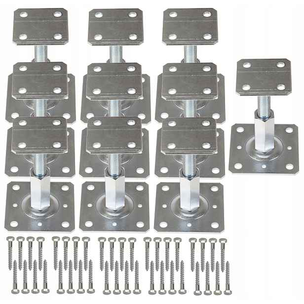 10X Podstavec Podpěry Sloupku 110x80 Kotvící Kolík Vertikálně Nastavitelný 90-160 MM Pl