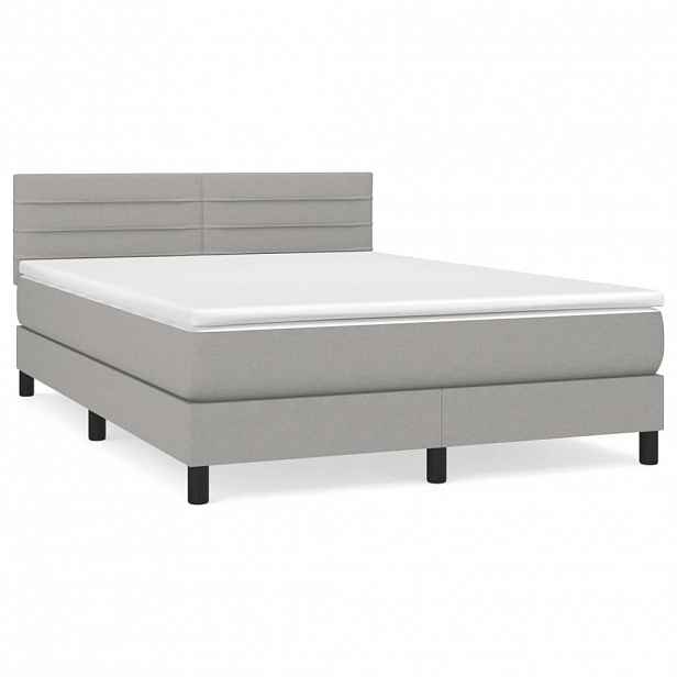 vidaXL Box spring postel s matrací světle šedá 140 x 190 cm textil
