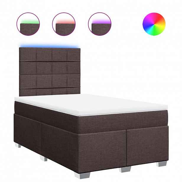 vidaXL Box spring postel s matrací tmavě hnědá 120x190 cm textil
