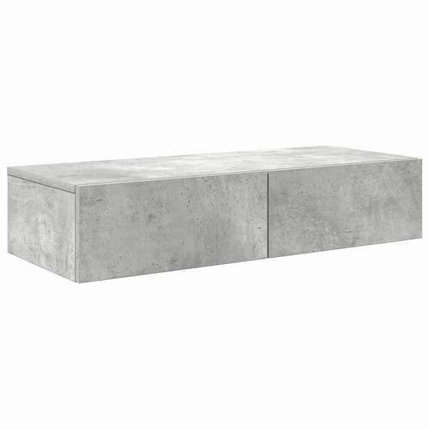 vidaXL Nástěnná police se zásuvkami betonově šedá 80x33x17 cm kompozit
