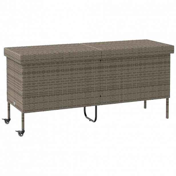 vidaXL Zahradní úložný box s kolečky šedý 160x55x75 cm polyratan