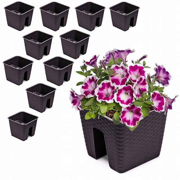 10x Krabička Květináč 27,2x27,2 cm Rattan Umbra Bronz 8,5L zábradlí