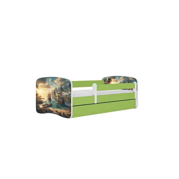Kocot kids Dětská postel Babydreams loď zelená, varianta 70x140, bez šuplíků, s matrací