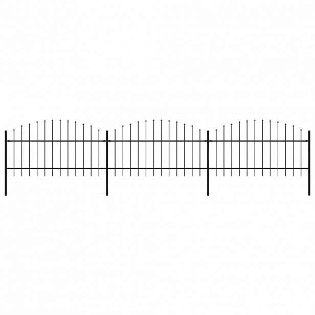 vidaXL Zahradní plot s kopím nahoře ocelový 530 x 125 cm černý