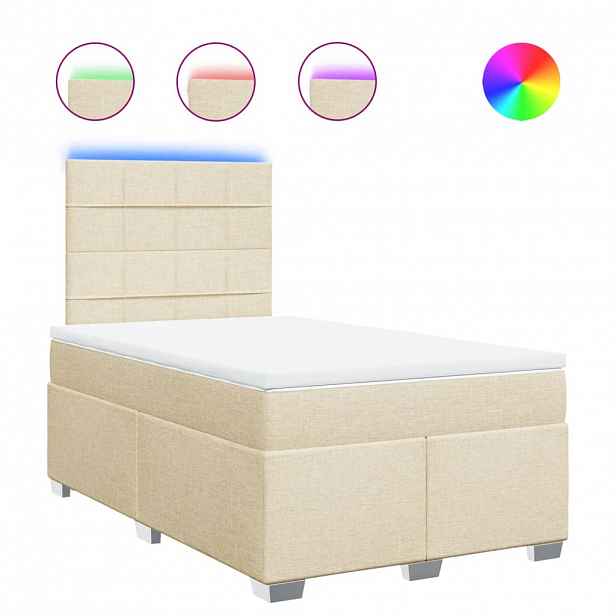 vidaXL Box spring postel s matrací krémová 120x190 cm textil