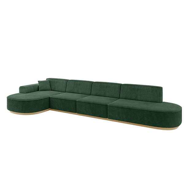 ALTDECOR ROHOVÁ SEDAČKA s otomanem, levá MARI-L3-v2 413x171x83 Zelená Manšestr