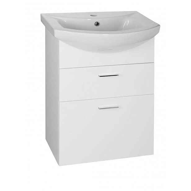 Aqualine Zoja - Umyvadlová skříňka 51x74x30 cm, 2x zásuvka, bílá 51051A