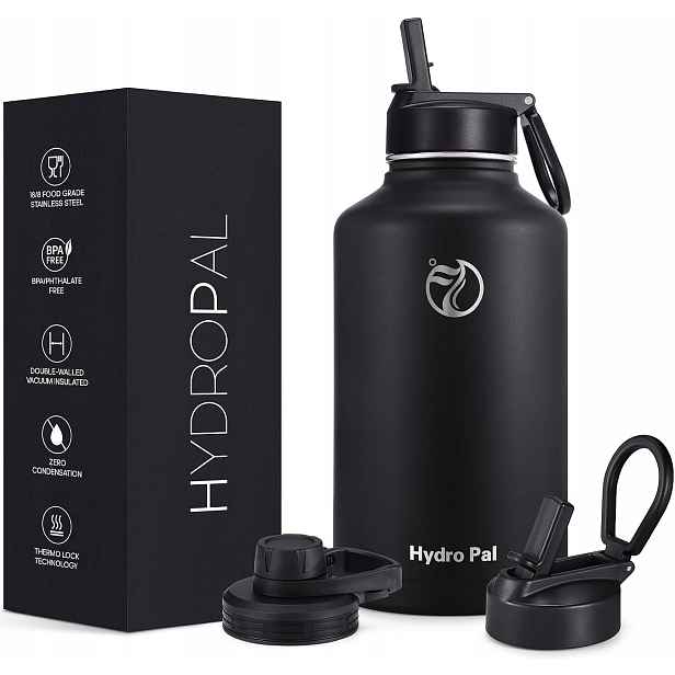 HydroPal termoláhev 1,9L nerezová ocel termoska s brčkem, černá
