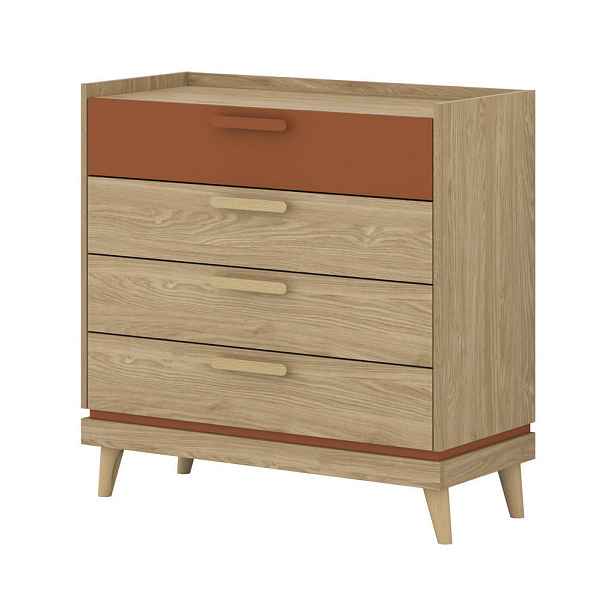 MASSENO KOMODA ACARA, 90x40x90 cm se 4 zásuvkami, dekor dub