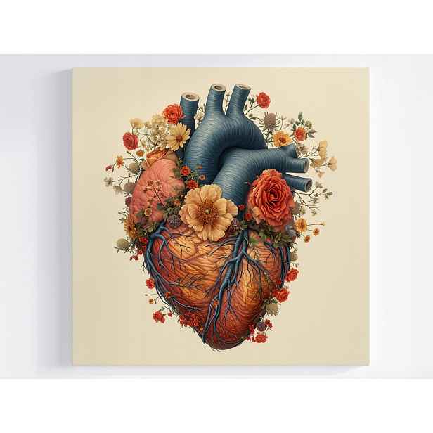 Obraz Na Plátně Canvas Srdce Květiny Anatomie Medicína Botanika 50x50