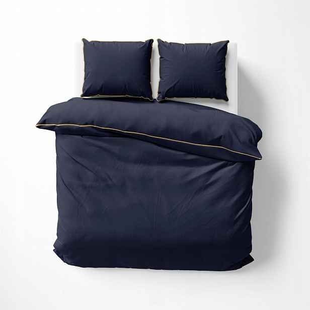 Povlečení 160x200cm Pure Makosatén bavlněný s lemováním Tmavě modrá