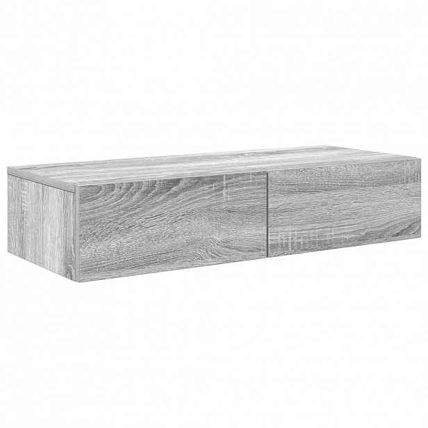 vidaXL Nástěnná police se zásuvkami šedá sonoma 80x33x17 cm kompozit