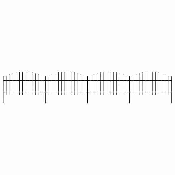 vidaXL Zahradní plot s kopím nahoře ocelový 705 x 125 cm černý