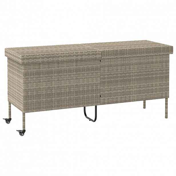 vidaXL Zahradní úložný box s kolečky světle šedý 160x55x75 polyratan
