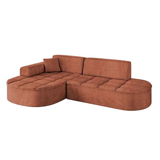 ALTDECOR ROHOVÁ SEDAČKA s otomanem, levá TARO-L1 243x171x79,5 Meruňková Velur