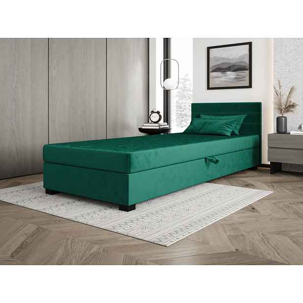 Čalouněná postel 80x195 KASANDRA 1 s úložným prostorem - zelená