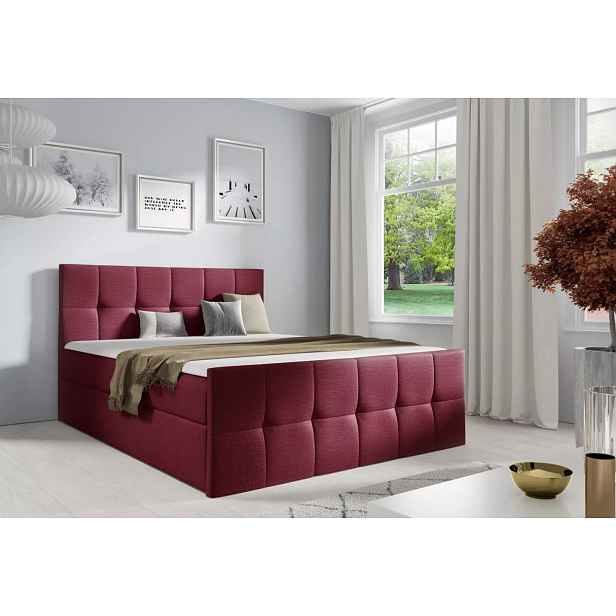Manželská postel CHLOE - 200x220, vínová + topper ZDARMA