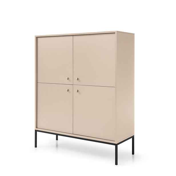 MASSENO VYSOKÁ KOMODA MONDO, 104/125/39 cm se 4 dvířky, béžová