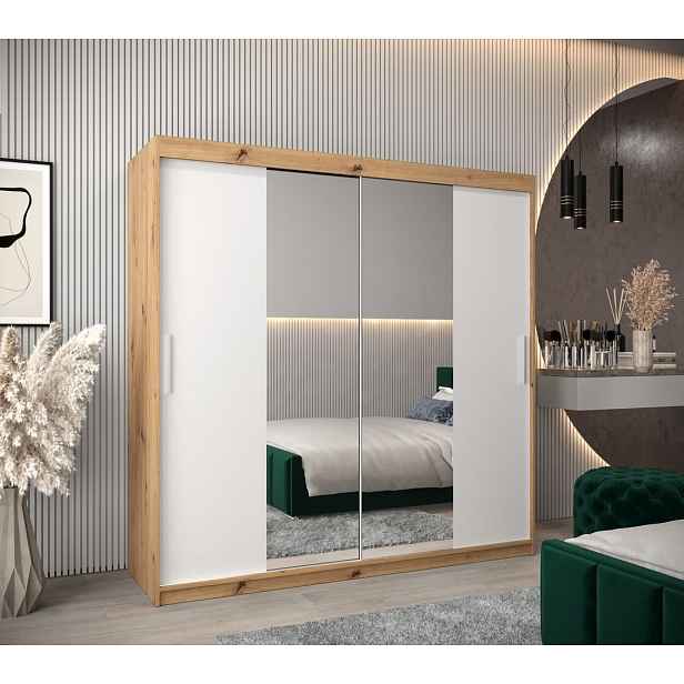 Skříň s posuvnými dveřmi v šířce 200 cm TIMEA 1 - dub artisan / bílá