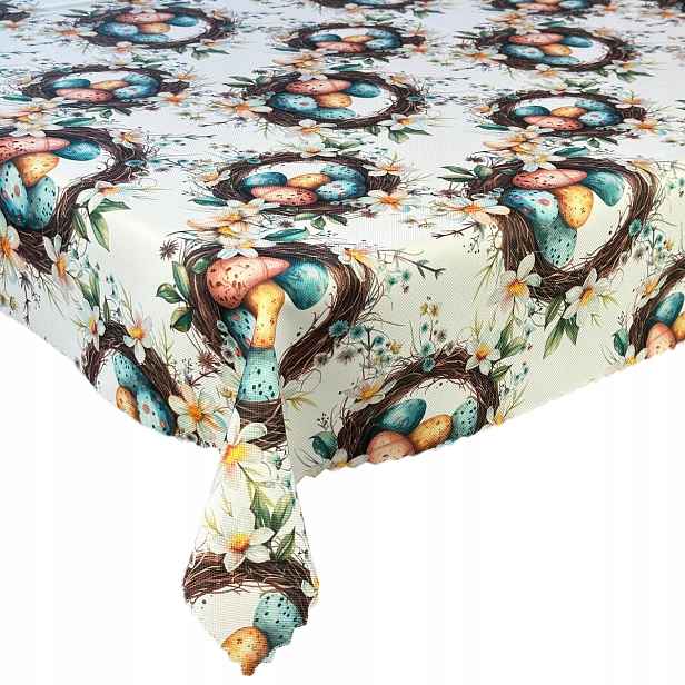 Ubrus odolný proti skvrnám Velikonoce Věnce Barevné Písanka 130 x 340 cm
