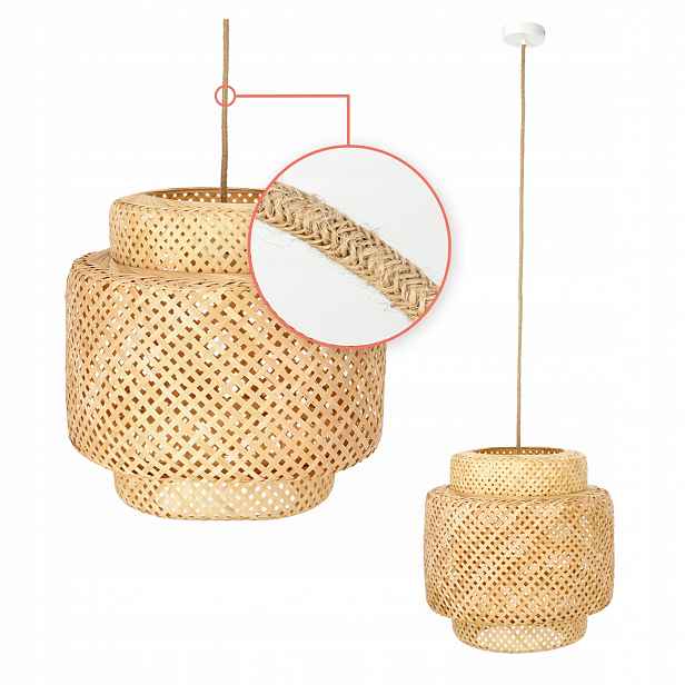 Velká závěsná lampa Boho s pleteným stínidlem 40 cm, bílá, stropní lampa E27