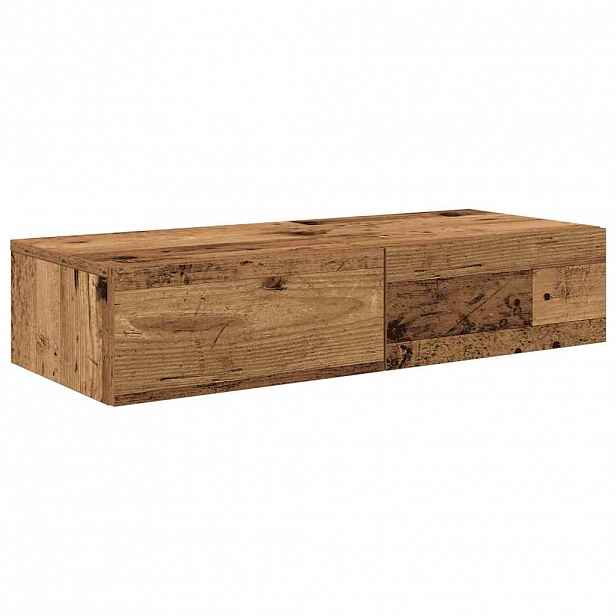 vidaXL Nástěnná police se zásuvkami old wood 80 x 33 x 17 cm kompozit