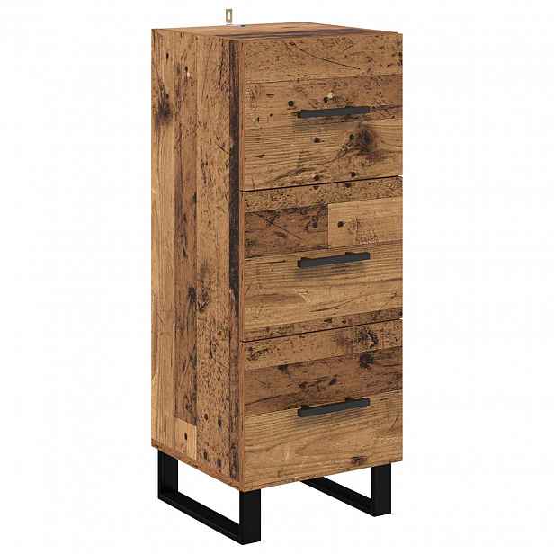 vidaXL Servírovací skříň se zásuvkou Staré dřevo 34,5 x 34 x 90 cm