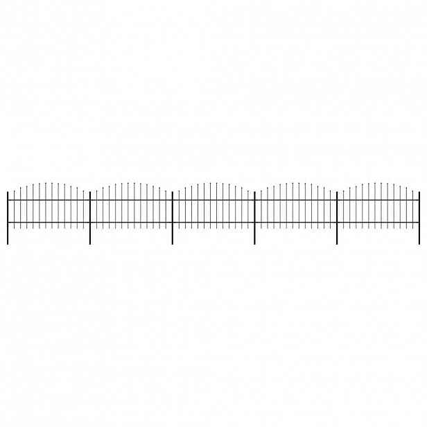 vidaXL Zahradní plot s kopím nahoře ocelový 880 x 125 cm černý