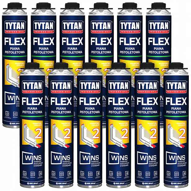 12 Ks Pistolová pěna Tytan Wins Flex 750 ml – teplá montáž oken