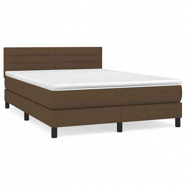 vidaXL Box spring postel s matrací tmavě hnědá 140x190 cm textil