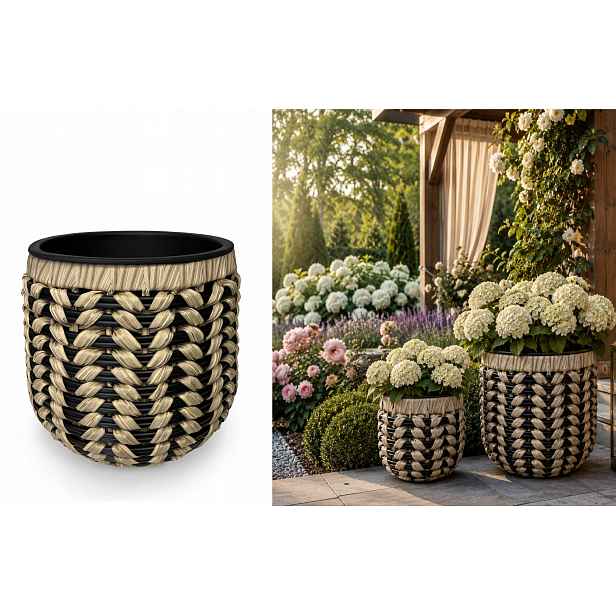 Květináč Rattan Arron 33x29 cm s vložkou Ratanová krytka