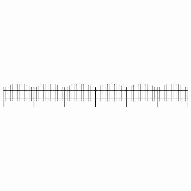vidaXL Zahradní plot s kopím nahoře ocelový 1055 x 125 cm černý