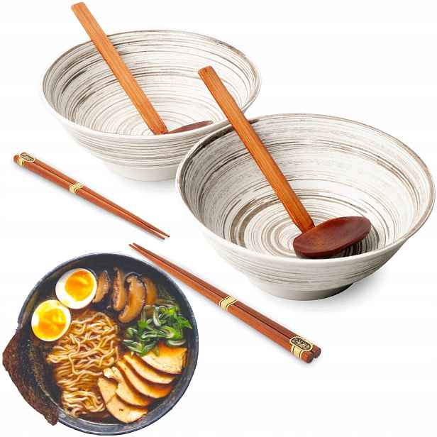 Sada misek a tyčinek na polévku a těstoviny Ramen Uzu White