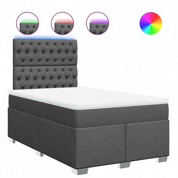 vidaXL Box spring postel s matrací tmavě šedá 120x190 cm textil