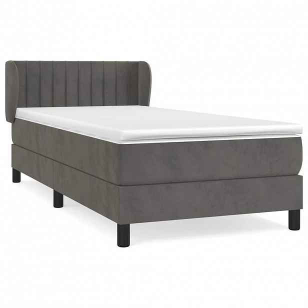 vidaXL Box spring postel s matrací tmavě šedá 90x200 cm samet