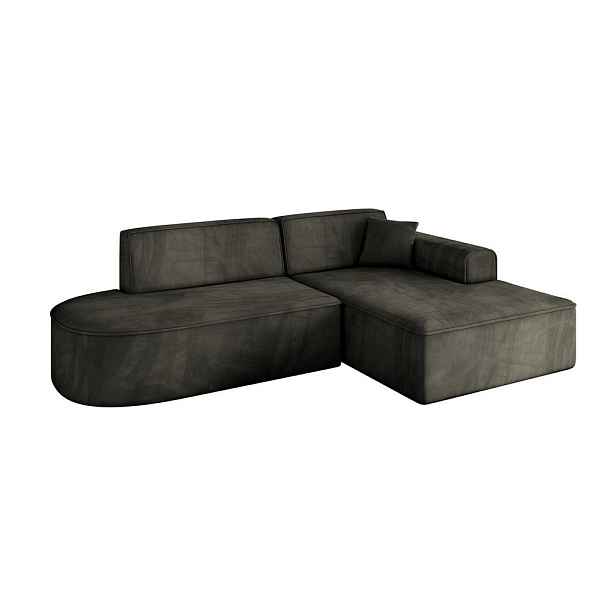 ALTDECOR ROHOVÁ SEDAČKA s otomanem, pravá IREA-L1-v3 232x165x77 Černá Velur