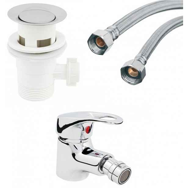 Bidetová Baterie Bidet pro bidet Chrom Atut Stojící hadičky, vypouštěcí zátka