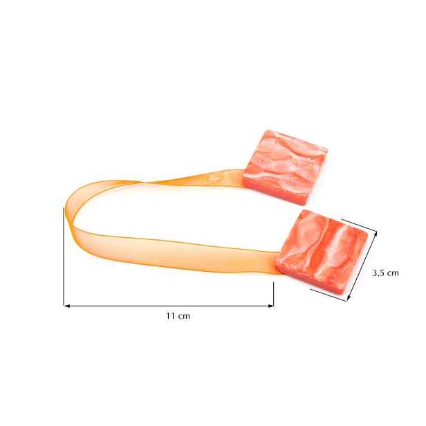 Dekorační ozdobná spona na záclony a závěsy s magnetem TAMAY oranžová,  3,5x3,5 cm Mybesthome
